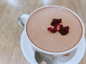 Hot chocolate (rose) with oatly milk at YEARS 素年 in Kowloon