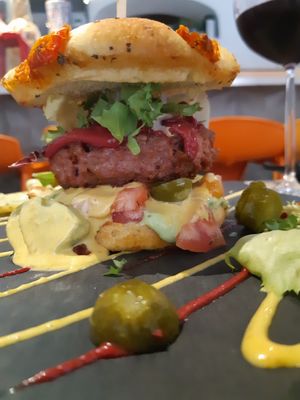 Main / Red dragon burger at Sanissimo - Gran Via in Madrid