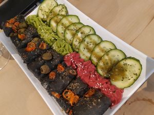 Starter / Hummus table at Sanissimo - Gran Via in Madrid