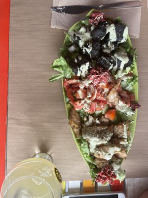 Black focaccia salad  at Sanissimo - Gran Via in Madrid