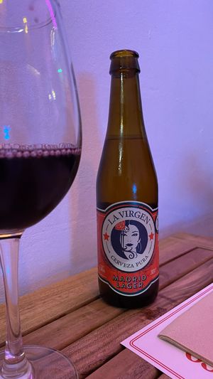 Wine and a local beer  at Sanissimo - Gran Via in Madrid