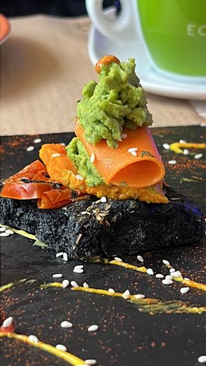 Vegan salmon #Veganuary at Sanissimo - Gran Via in Madrid