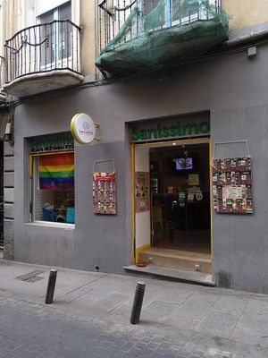 The restaurant / street view at Sanissimo - Gran Via in Madrid