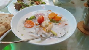 Tom Kha soup at Ashoka Vegan in Koh Phangan