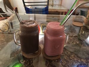 Cocoa and Strawberry  smoothie ( must try )  at Ashoka Vegan in Koh Phangan