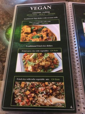 Menu  at Ashoka Vegan in Koh Phangan