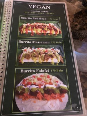 Menu  at Ashoka Vegan in Koh Phangan