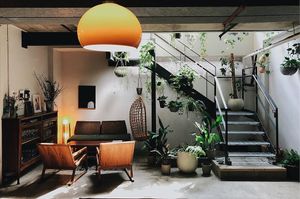 Downstairs lounge at Benk + Bo in East London