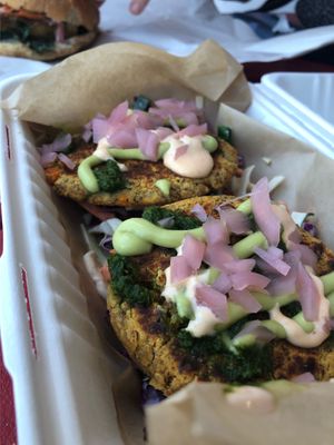 Red Lentil Fritters   at Root Down Kitchen in Bend