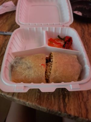 Vegan burrito, they forgot sour cream, sauce and rice. at El Dorado Cantina in Las Vegas