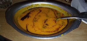 Spicy pumpkin soup from the menu at NENI in Cologne