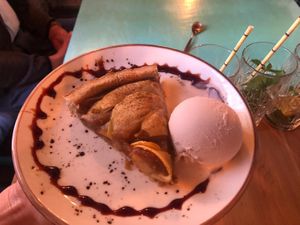 Apple tart, hazelnut ice cream at MIMO in Malaga