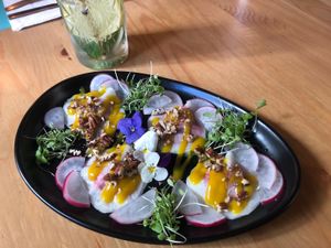 Kohlrabi raw ravioli at MIMO in Malaga