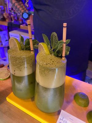 Matcha virgin gin ginger cocktails at MIMO in Malaga