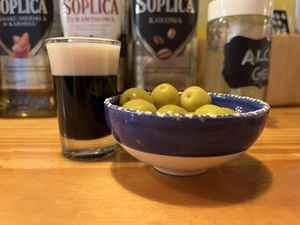 Vegan Guinness shot and tapas  at MIMO in Malaga