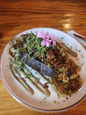 Purple sweet potato and dahl at MIMO in Malaga