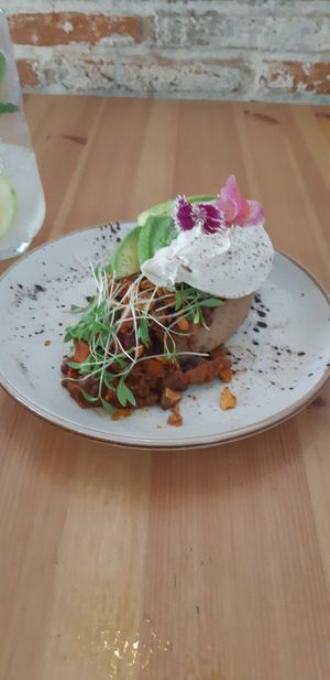 "Relleno de cielo". Patata rellena at MIMO in Malaga