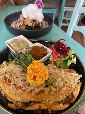 Omelette and sweet pancakes   at MIMO in Malaga