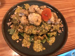 Baked sweet potato with currysauce and cauliflower  at MIMO in Malaga