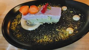 Strawberry matcha cheesecake  at MIMO in Malaga