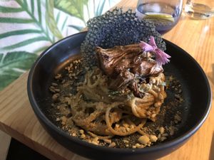 Spaghetti with jackfruit - delicious!  at MIMO in Malaga