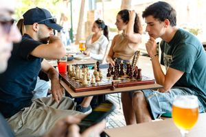 Our terrace. New in 2025. A place to meet, to enjoy Spanish street life and why not play a game of chess. 
We have the board and pieces, you bring the energy at MIMO in Malaga