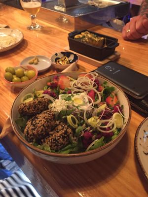 Falafel, strawberries, avocados and many other things!  at MIMO in Malaga