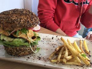 Wife’s burger. She nailed it, which is a shame as I was really hoping a cheeky try...  at MIMO in Malaga