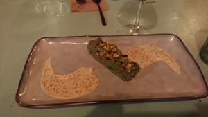 Raw avocado tart dessert at MIMO in Malaga