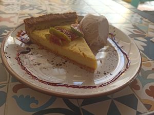Lemon pie with hazelnut ice cream. at MIMO in Malaga