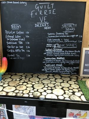 Drinks at Guilt Furrie Vegan in Doncaster