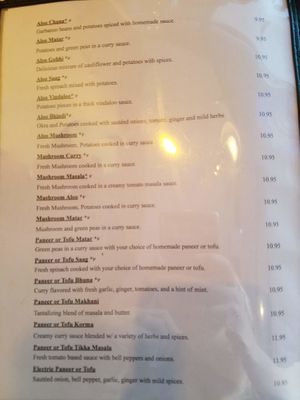 menu at Electric Lotus in Los Angeles