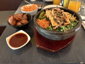 Tofu & mushroom stone bowl, the tofu was cooked perfectly !  at Miss Kim in Ann Arbor