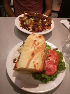 Poutine and sandwich at Faste Fou in Joliette