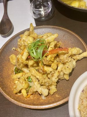 salt and chilli beech mushrooms  at Suissi Vegan Kitchen  in Glasgow