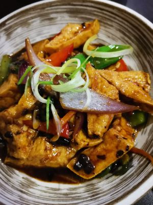 Tofu and black bean sauce at Suissi Vegan Kitchen  in Glasgow