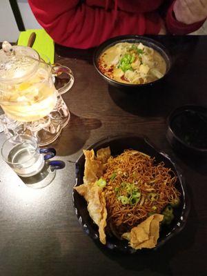Gan Lau Mee and Sesame Satay with udon at Suissi Vegan Kitchen  in Glasgow