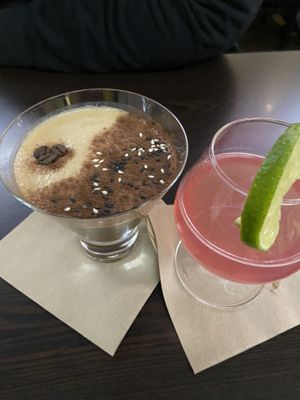 Black Sesame Espresso Martini and Lychee Cosmopolitan   at Suissi Vegan Kitchen  in Glasgow
