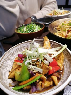 Crispy tofu in blackbean sauce at Suissi Vegan Kitchen  in Glasgow
