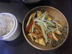 Salt and chili tofu with rice #Veganuary at Suissi Vegan Kitchen  in Glasgow