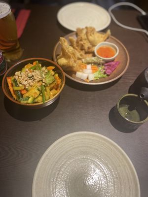 Acar and vegetable wonton  at Suissi Vegan Kitchen  in Glasgow