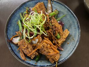 Tofu with fermented soybeans   at Suissi Vegan Kitchen  in Glasgow