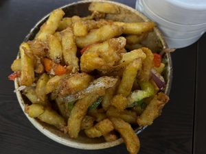 Salt & chilli chips  at Suissi Vegan Kitchen  in Glasgow