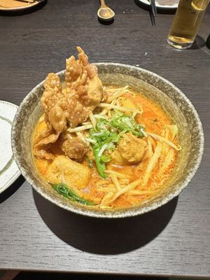 curry laksa with ramen noodles  at Suissi Vegan Kitchen  in Glasgow