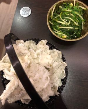Seaweed salad and crisps   at Suissi Vegan Kitchen  in Glasgow