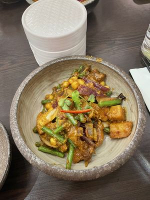 Rendang curry with lionsmane   at Suissi Vegan Kitchen  in Glasgow