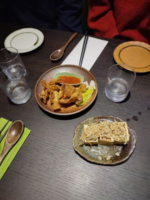 Wontons, tofu parcels at Suissi Vegan Kitchen  in Glasgow