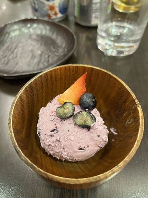 Blueberry ice cream   at Suissi Vegan Kitchen  in Glasgow