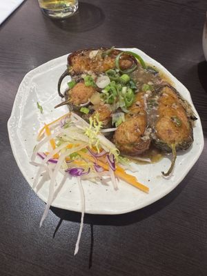 Stuffed chillies   at Suissi Vegan Kitchen  in Glasgow