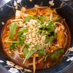 Sour and Spicy with ramen noodles at Suissi Vegan Kitchen  in Glasgow